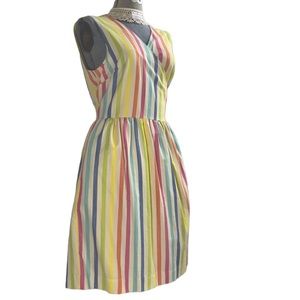 Tommy Hilfiger summer multi color pastel true wrap dress pink yellow size
